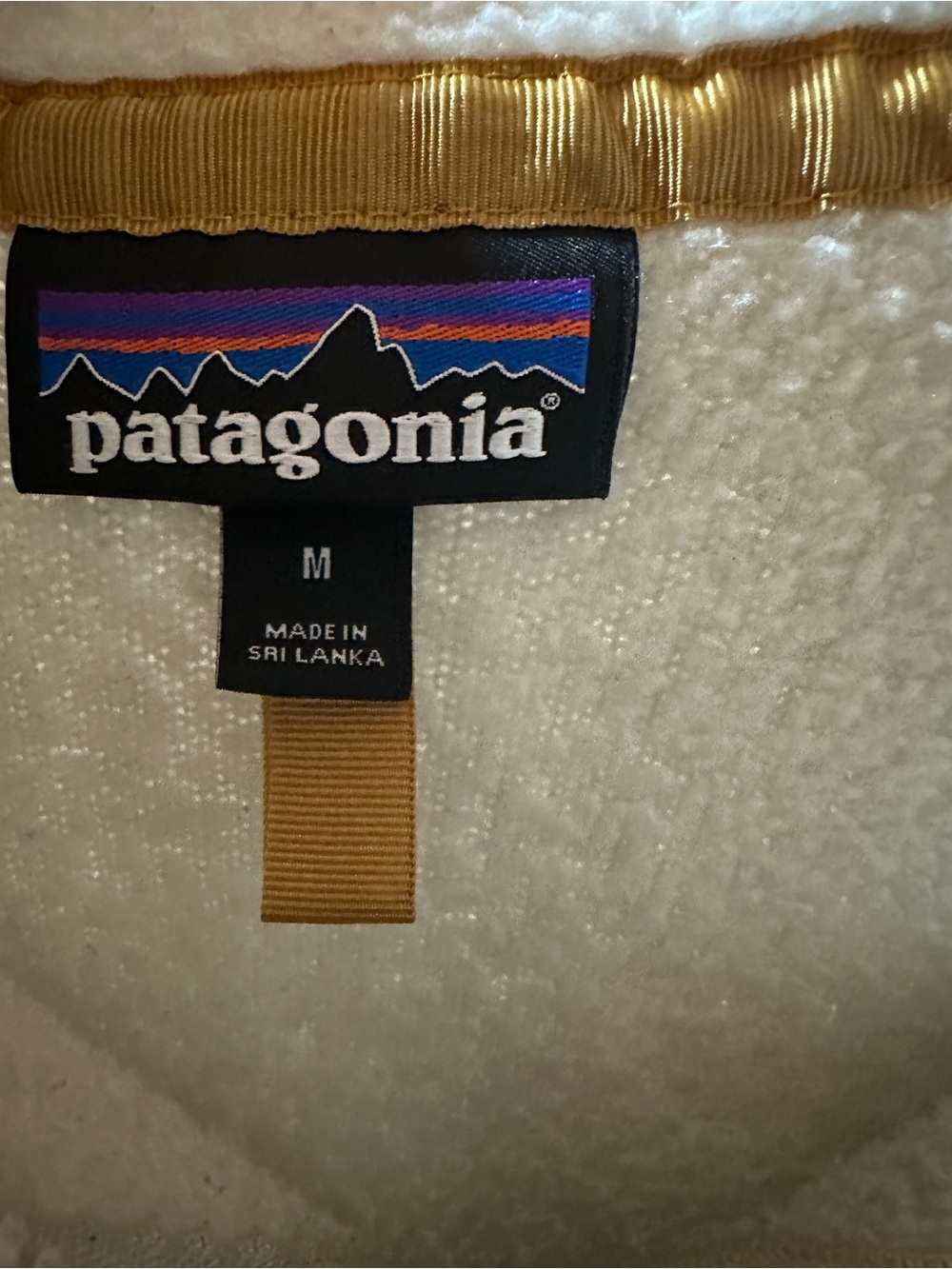 Patagonia Cream Sherpa Fleece with Gold Trim - Picture 3 of 3